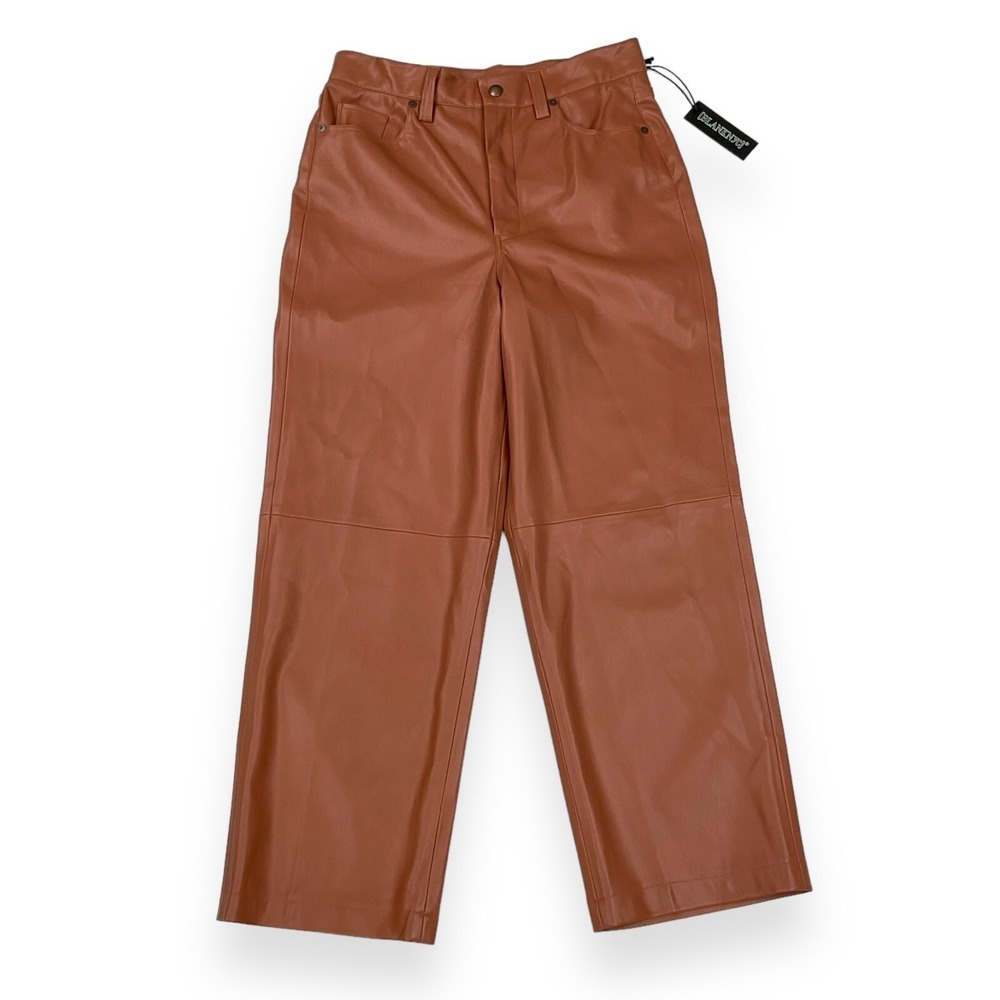 Blank NYC Womens Tan Vegan Leather 'The Baxter' High Rise Pants Size 29 NWT